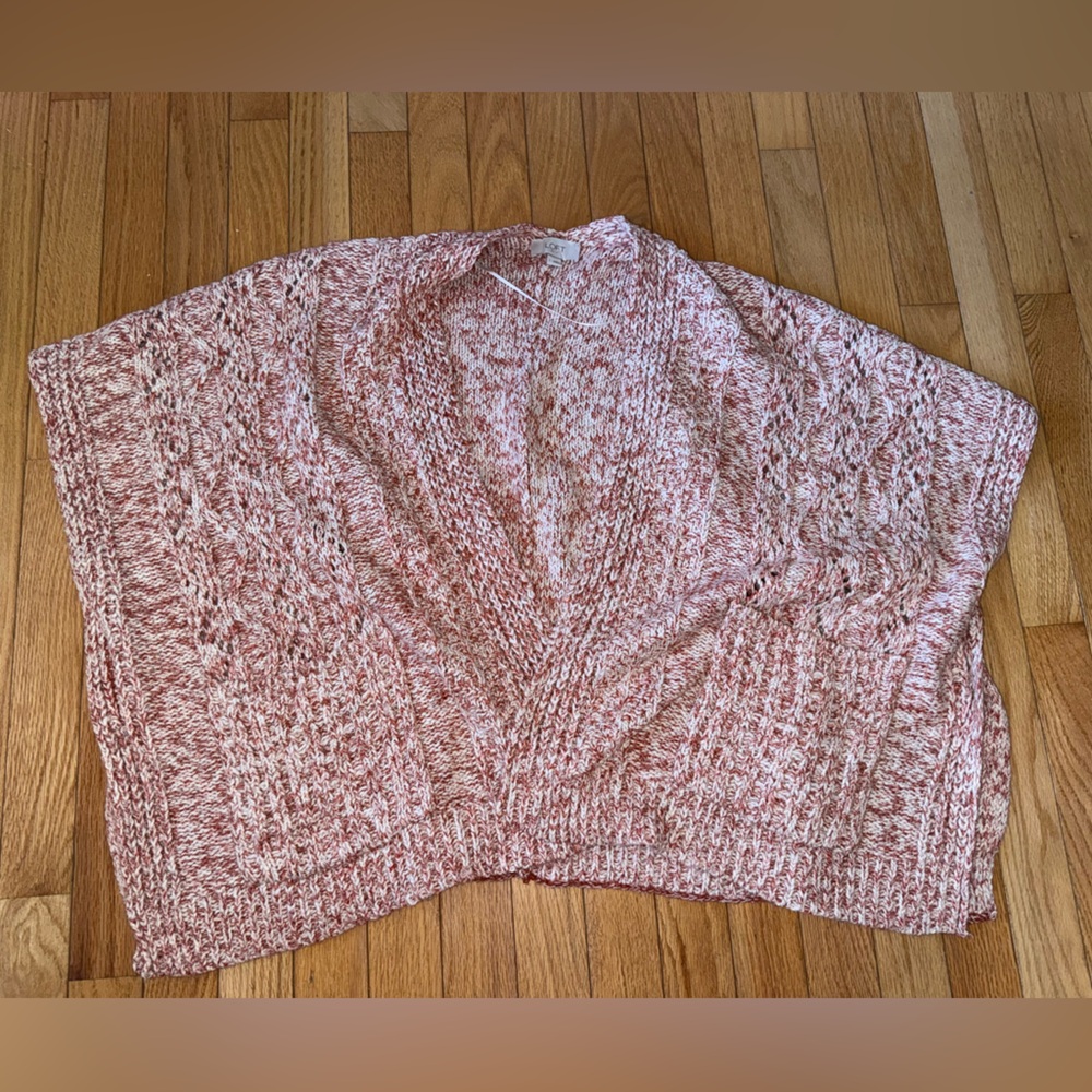 LOFT Red and White Knit Sweater